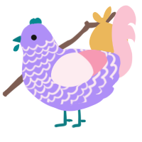 Fru, a lilac and rose chicken with a lace pattern