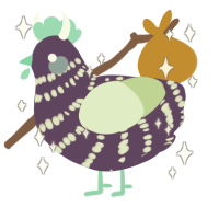aurora, a overcast and gluppy chicken with a bar pattern