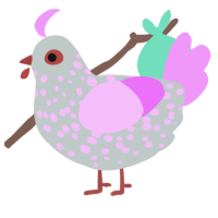 Wildflower, a silver and lavender chicken with a speckle pattern