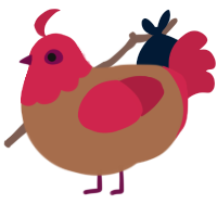 Apollo, a brown and crimson chicken with a head pattern