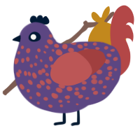 Cyber Orange, a overcast and red chicken with a speckle pattern