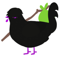 Duskie Jr, a black chicken with a speckle pattern