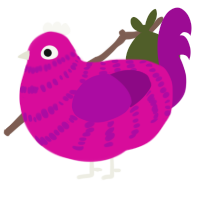 (unnamed), a fuchsia and plum chicken with a bar pattern
