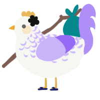 Roquiel, a white and lilac chicken with a half-lace pattern