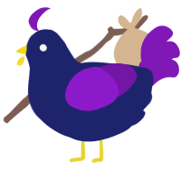 Meta Knight, a navy and violet chicken