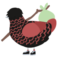 A sable and red chicken with a lace pattern