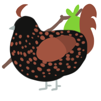 (unnamed), a black and russet chicken with a speckle pattern