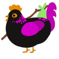 Halloween Night, a sable and plum chicken with a neck-speckle pattern