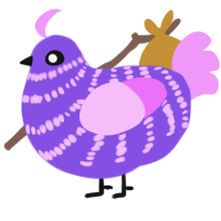 Smoothie, a blurple and lavender chicken with a bar pattern