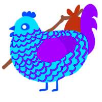 Parfait, a cerulean and violet chicken with a lace pattern