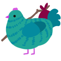 Pool Float, a turquoise and sea chicken with a bar pattern