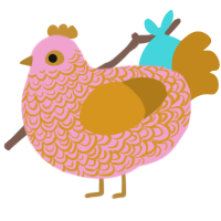Rose Gold, a pink and ochre chicken with a double-lace pattern