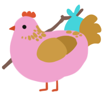 Pinken, a pink and gold chicken with a neck-speckle pattern