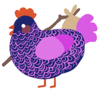 (unnamed), a navy and orchid chicken with a double-lace pattern