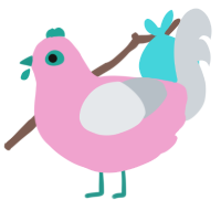 Bubble, a pink and mist chicken