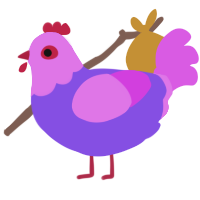juanito, a blurple and orchid chicken with a head pattern