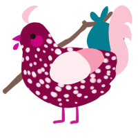 Anarchy Works, a maroon and rose chicken with a speckle pattern