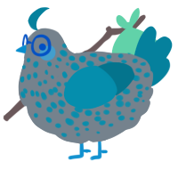 Pebble in the River, a ash and teal chicken with a speckle pattern