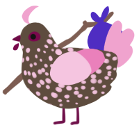 (unnamed), a bark and pink chicken with a speckle pattern