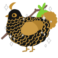 Goldie, a black and gold chicken with a lace pattern