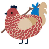 fleshling, a red and beige chicken with a lace pattern