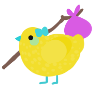 BanaBay, a yellow chicken with a speckle pattern