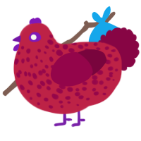 (unnamed), a crimson and maroon chicken with a speckle pattern