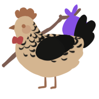 Beau, a beige and black chicken with a half-lace pattern