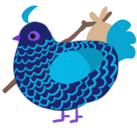 Noctiluca, a navy and cerulean chicken with a lace pattern