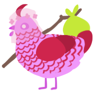 Fabuloso, a lavender and crimson chicken with a lace pattern