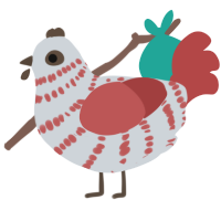 Regi Simulacrum, a mist and red chicken with a bar pattern