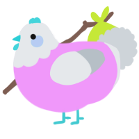 Sweets, a lavender and mist chicken with a head pattern