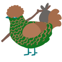 A leaf and brown chicken with a lace pattern