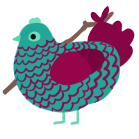 GetInto Hypnosis Mic, a turquoise and maroon chicken with a lace pattern