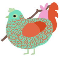 SasaNuru, a mint and vermilion chicken with a double-lace pattern