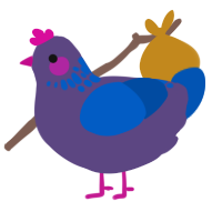 dusk, a overcast and ultramarine chicken with a neck-speckle pattern