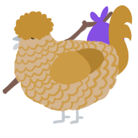 Croissant, a beige and gold chicken with a lace pattern