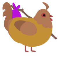 peanut butter, a gold and brown chicken with a head pattern