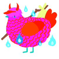 Flavorful, a orchid and vermilion chicken with a lace pattern