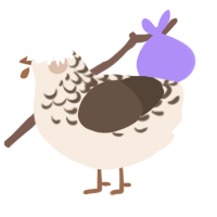 A cream and bark chicken with a half-lace pattern