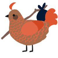 Sweet Potato, a brown and vermilion chicken with a lace pattern