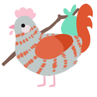 Valentine, a silver and vermilion chicken with a bar pattern