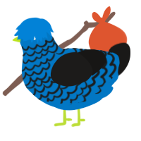 Forward, a sapphire and sable chicken with a lace pattern