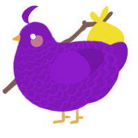 Dahlia the orphan, a violet chicken with a lace pattern