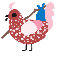 Alkaid, a red and rose chicken with a speckle pattern