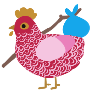 Syrup, a crimson and pink chicken with a double-lace pattern