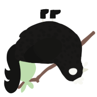 The Glitch, a sable and black chicken with a speckle pattern