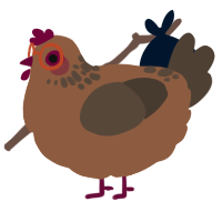 Peanut, a brown and bark chicken with a neck-speckle pattern