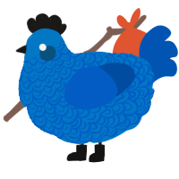 Teen Spirit, a sapphire and ultramarine chicken with a double-lace pattern
