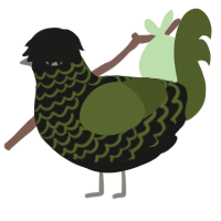 MONSTER, a sable and olive chicken with a lace pattern
